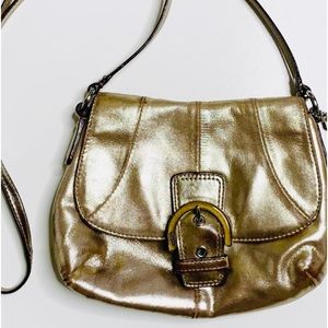 Coach leather bag metallic!